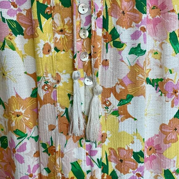 Rachel Zoe Pastel Floral Midi Skirt Women S/M Smocked Waist Cottagecore Boho - Picture 7 of 8